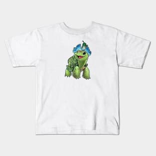 Turtle flower hat Kids T-Shirt